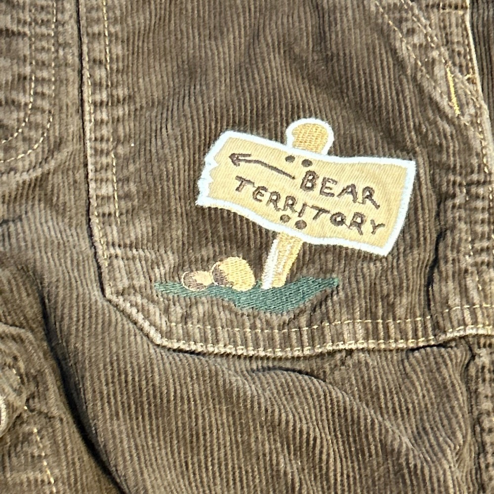 Gymboree Boys Brown Corduroy Overalls‎ Bear Territory Vintage Style Snaps Kids - Picture 4 of 12